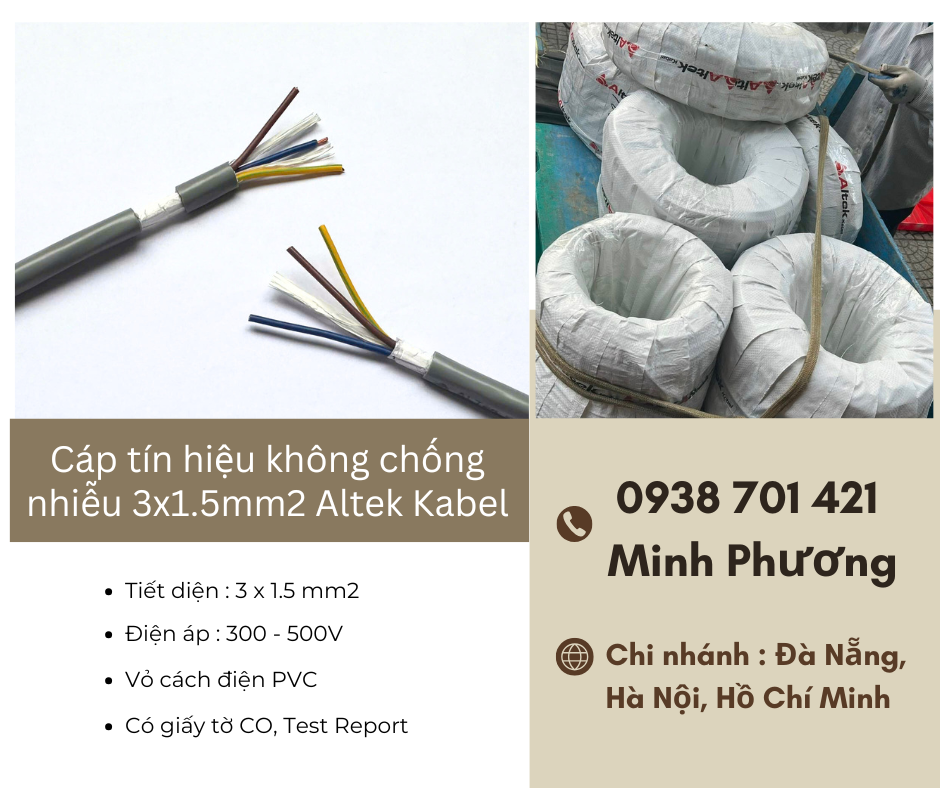 Cáp tín hiệu không chống nhiễu 3x1.5mm2 Altek Kabel chính hãng – giá tốt Đà Nẵng